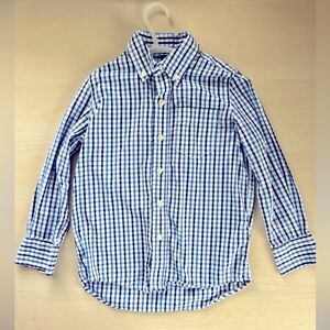 Gap Blue and Brown Gingham Shirt - Size 6-7